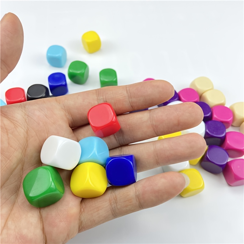 6pcs Mixed Color 16mm Blank Dice Set For Board Games & Toys Entertainment