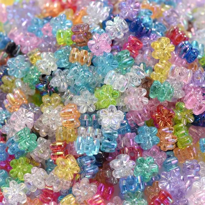 Tiny Ab Color Flower Beads Mix Shiny Loose Spacer Beads For - Temu