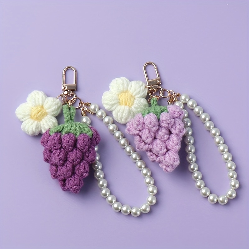 Cute Purple/ Jellyfish Keychain, Beaded Keyring For Girls