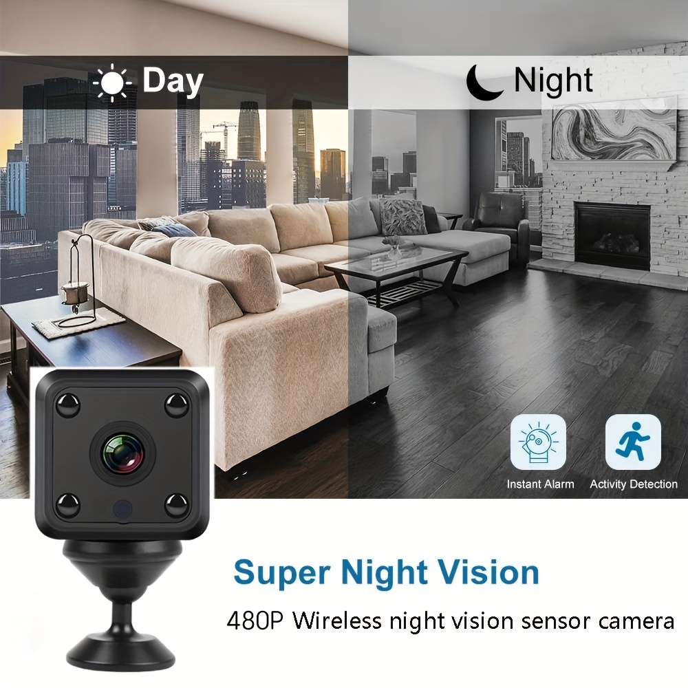 Caméra sans fil Wifi exquise, caméra de sécurité 1080p HD Small Home,  vision nocturne, détection de mouvement, minuscule caméra de nounou  rechargeable pour l'extérieur intérieur