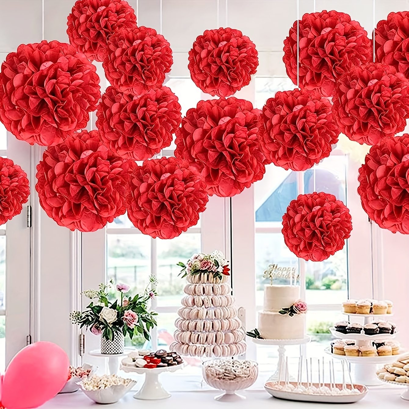 1pc, Pom Pom Tulle Balls Per Festa 12 Pollici, Decorazioni Per Feste,  Forniture Per Decorazioni Di Matrimonio - Temu Italy