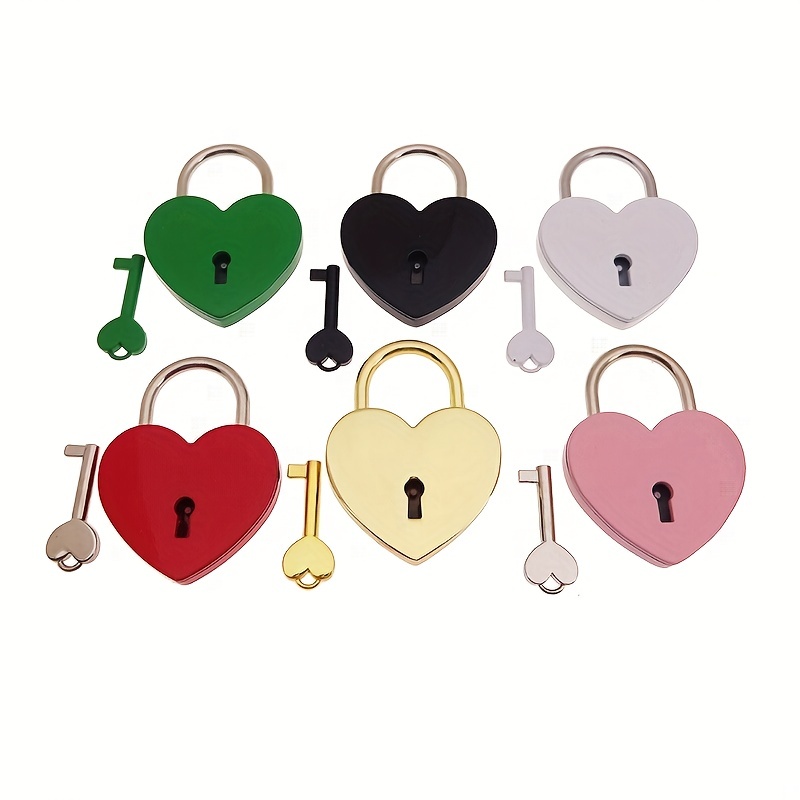2Pcs Silver Heart Lock with Key Heart Padlock Small Vintage Antique Style  Silver Lock for Jewelry Box Diary Book Valentine Gift