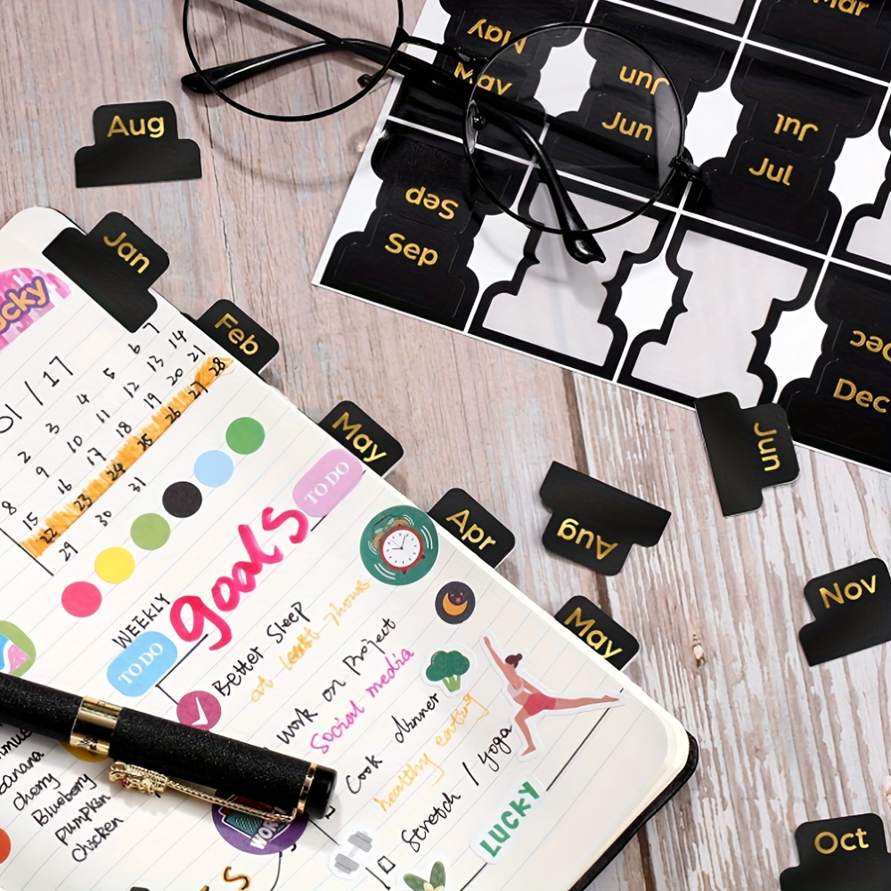 12 MONTHLY PLANNER Stickers.Journal Calendars.Journal Stickers.BUJO  Stickers.
