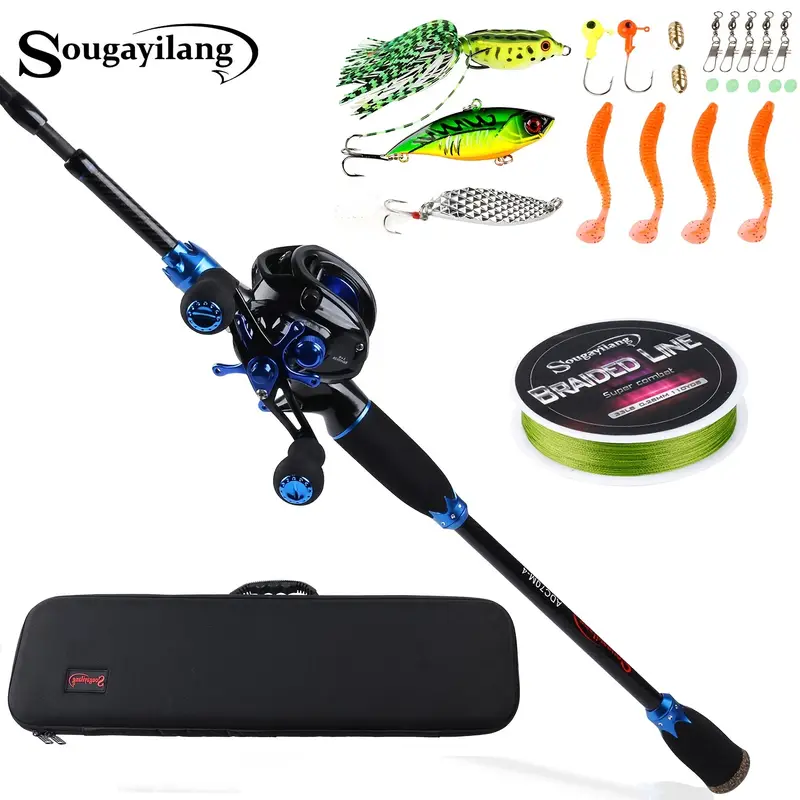 Sougayilang Baitcaster Combo Fishing Rod and Reel Combo, Ultra Light  Baitcasting Fishing Reel for Travel Saltwater Freshwater and Beginner  6ft/7ft
