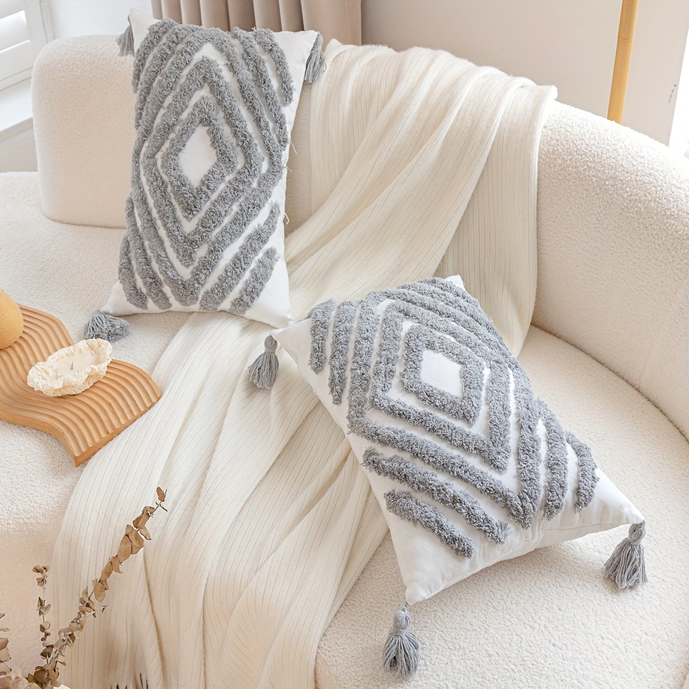 Gray boho throw discount pillow