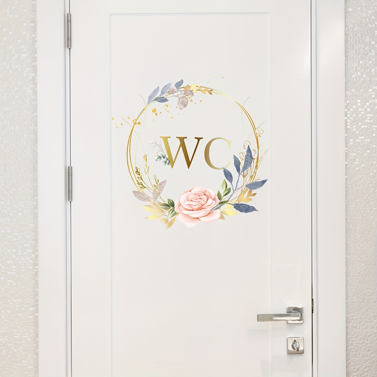 Bathroom Door Sign Door Decor Plant Flower Wc Sticker Toilet - Temu