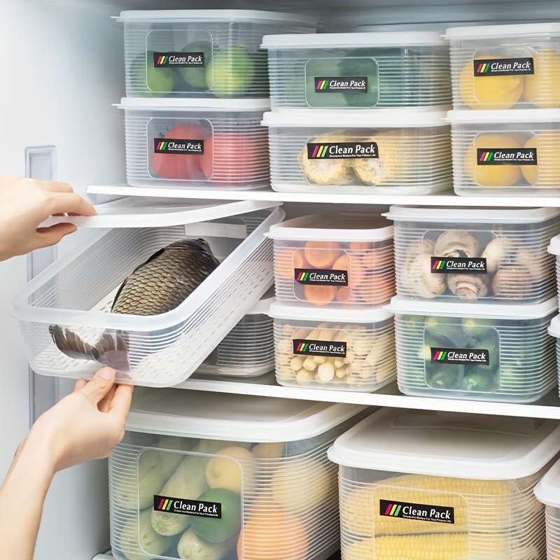 Striped Transparent Refrigerator Fresh-keeping Box with Soft Cover and Scale