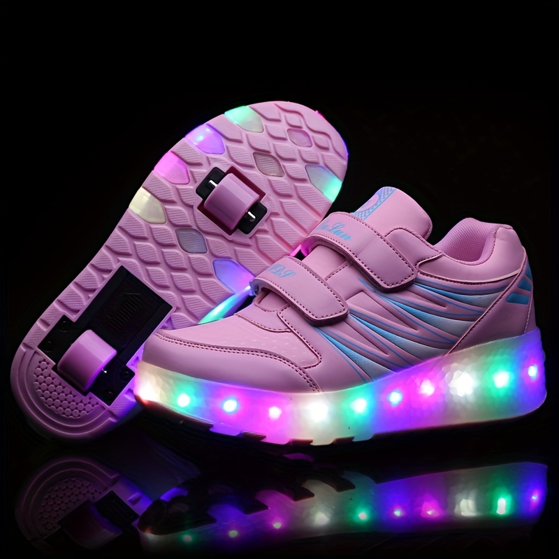 Mode Baskets Enfants LED lumières Chaussures à Roulettes Garçons