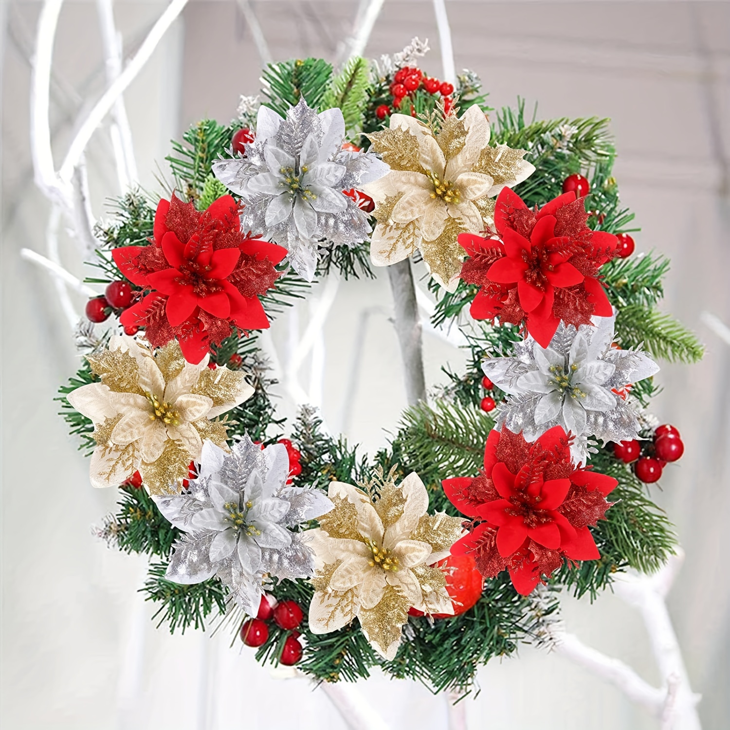 Christmas Decoration Simulation Flower Small Wreath - Temu