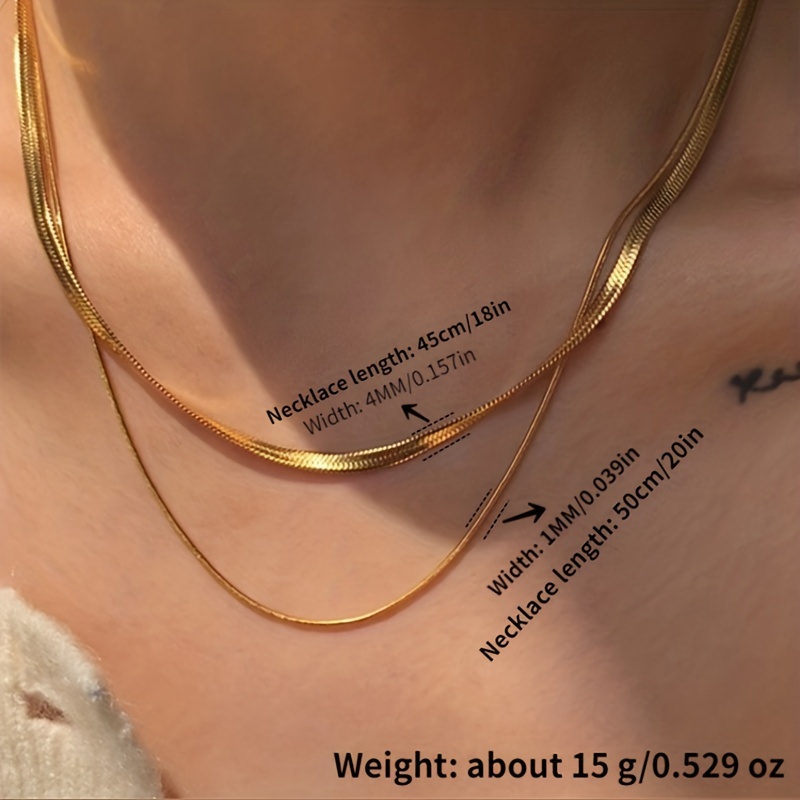 2pcs Casual Versatile Stainless Steel Double Stacked Chain Set
