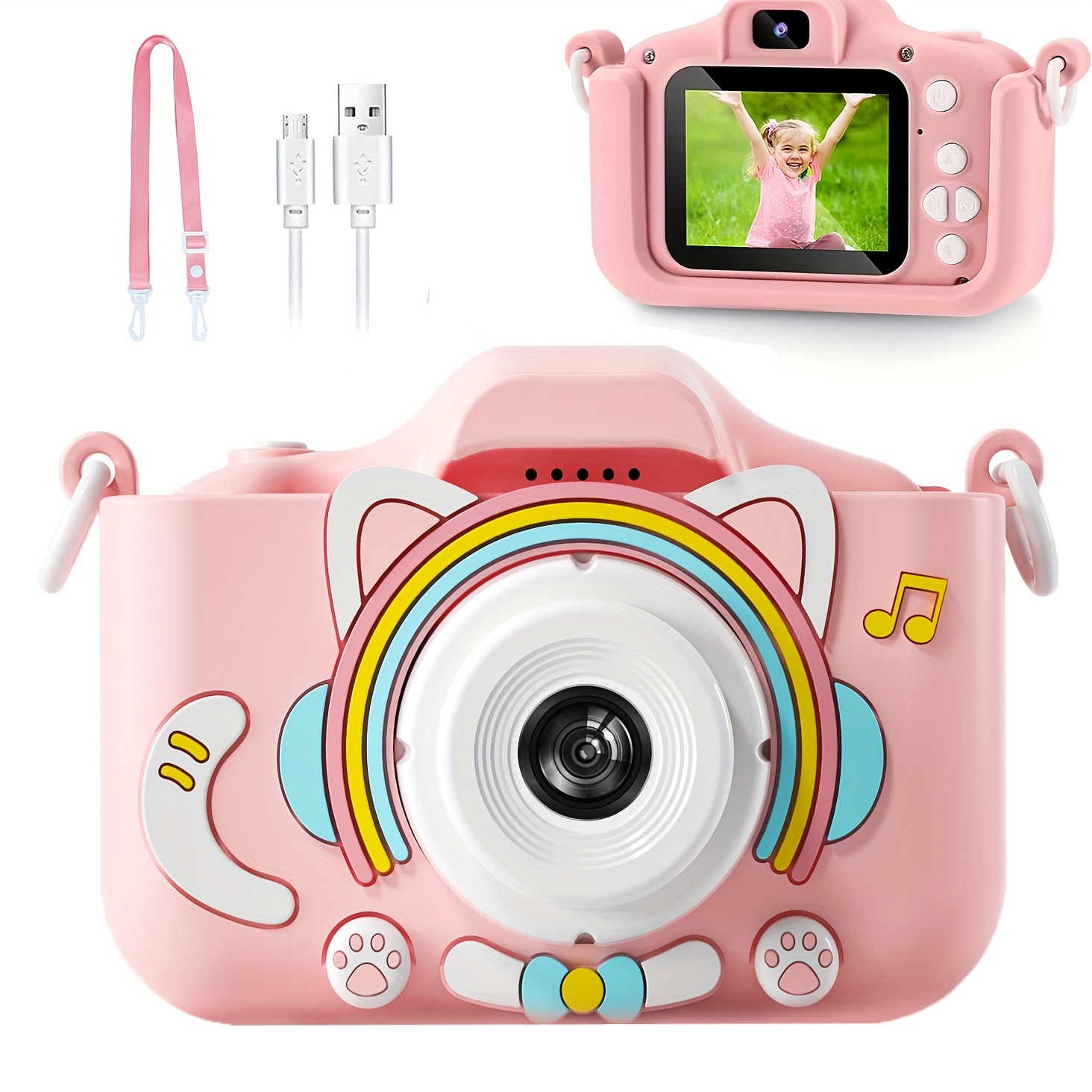 selfie double objectif] Caméra pour enfants pour filles, cadeau  d'anniversaire pour fille de 3 à 6 ans, mini caméra pour enfant, appareil  photo numérique pour enfants avec fonction vidéo, tout-petit ca