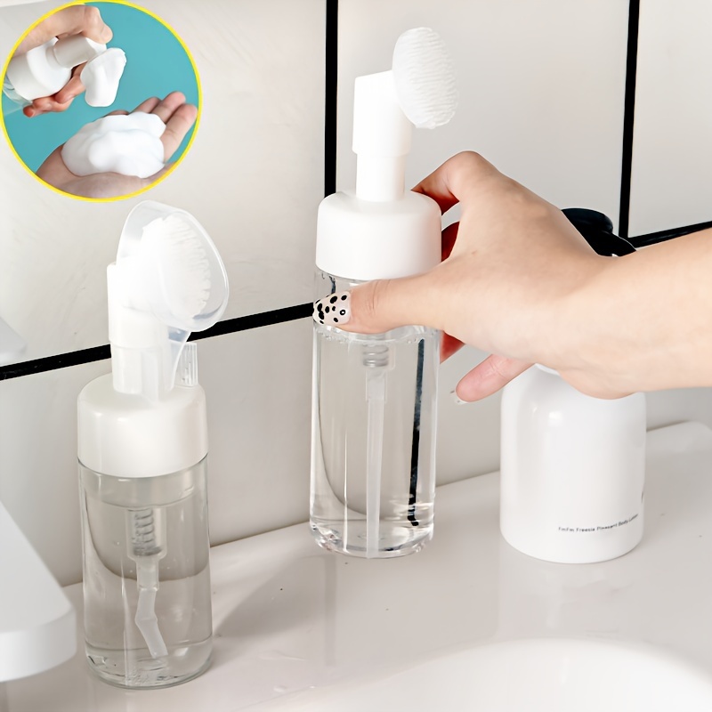 Transparent Empty Soap Foaming Bottle Mousse Foam Bottle Facial Cleanser  Pump Dispenser With Silicone Foam Massage Clean Brush Head 100/120 Ml