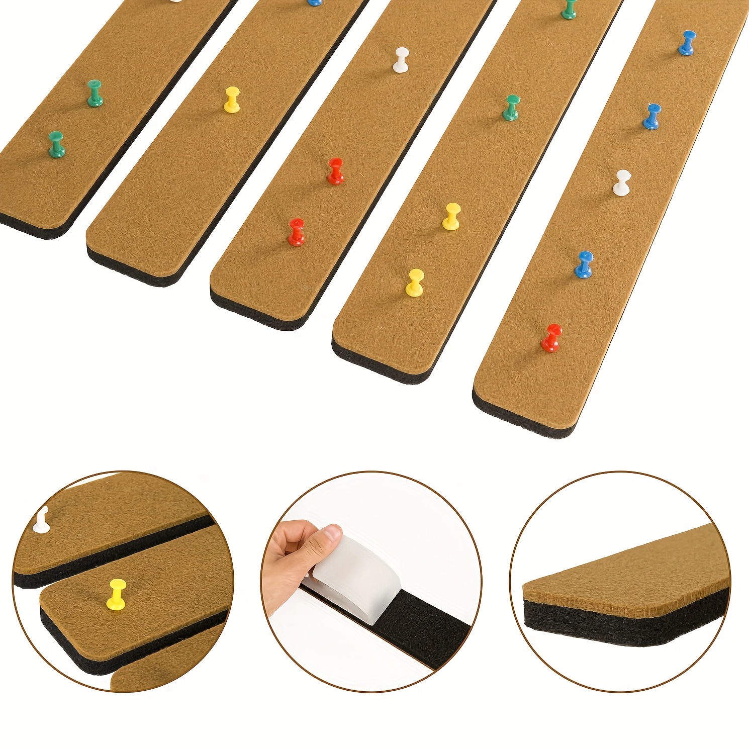 GoTiling 1 Gotiling Felt Pin Board Bar Strips Self-Adhesive Lightweight Bulletin  Board Strips No Damage For Wall Better Than Cork Board Dec