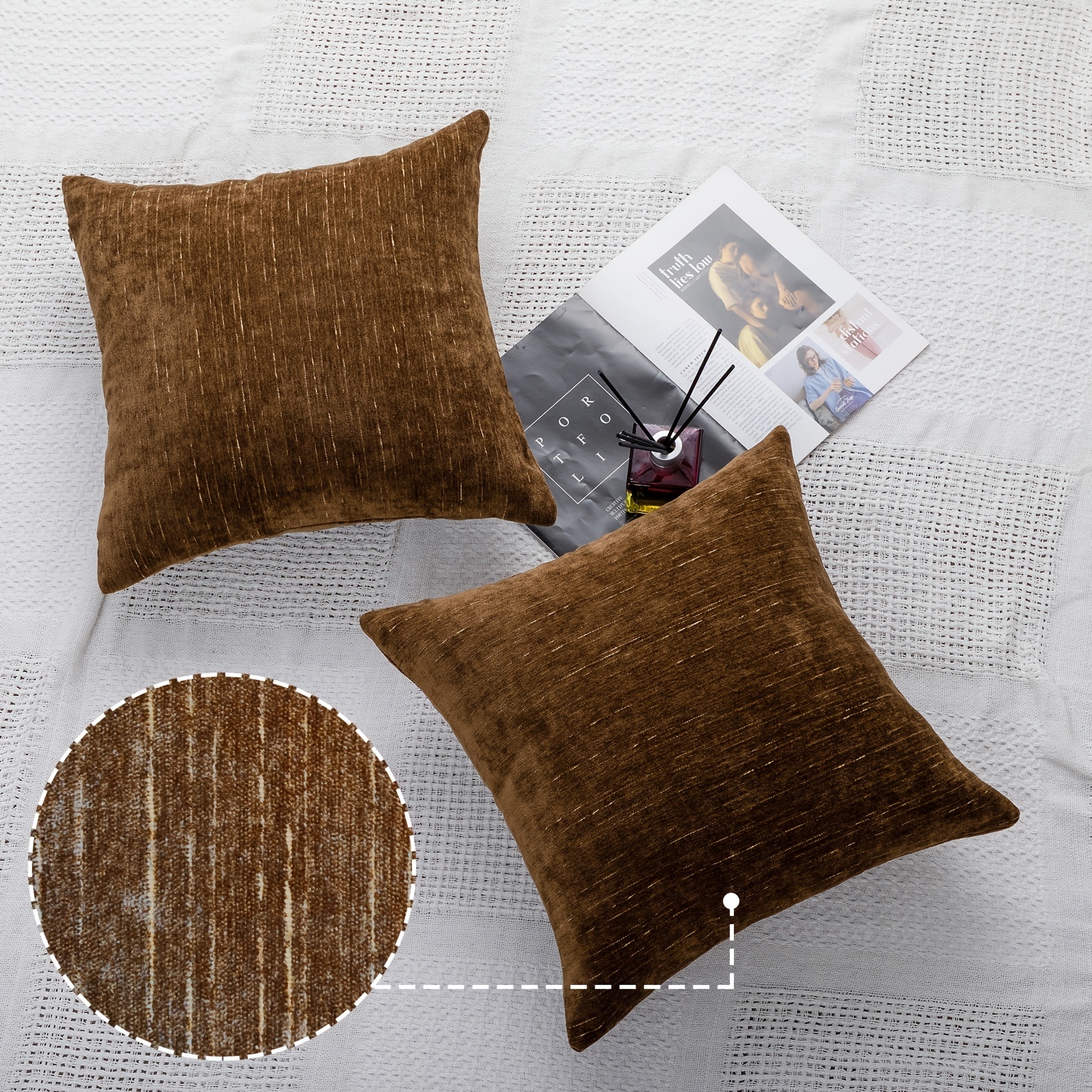 Rustic Farmhouse Chenille Pillow Covers - Solid Square Cushion Case For  Home Sofa Couch Decoration - Soft And Comfortable - Temu