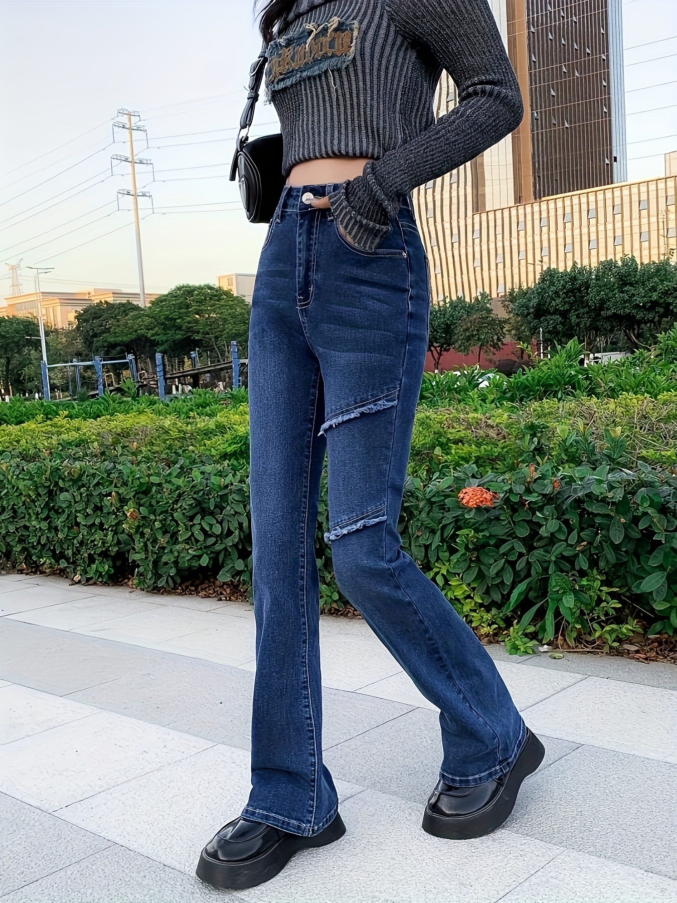 High waist bootcut hot sale jeans women's stretch