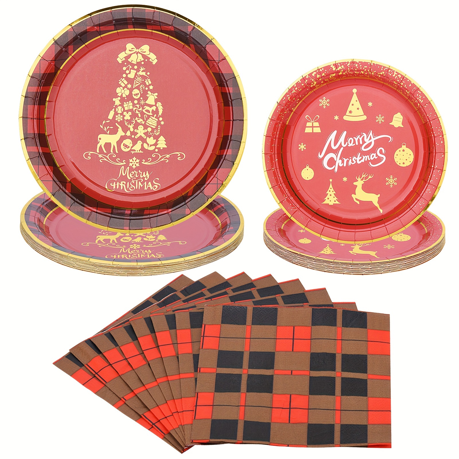 8 Guest Supplies Santa Claus Paper Plates Cups Napkins - Temu