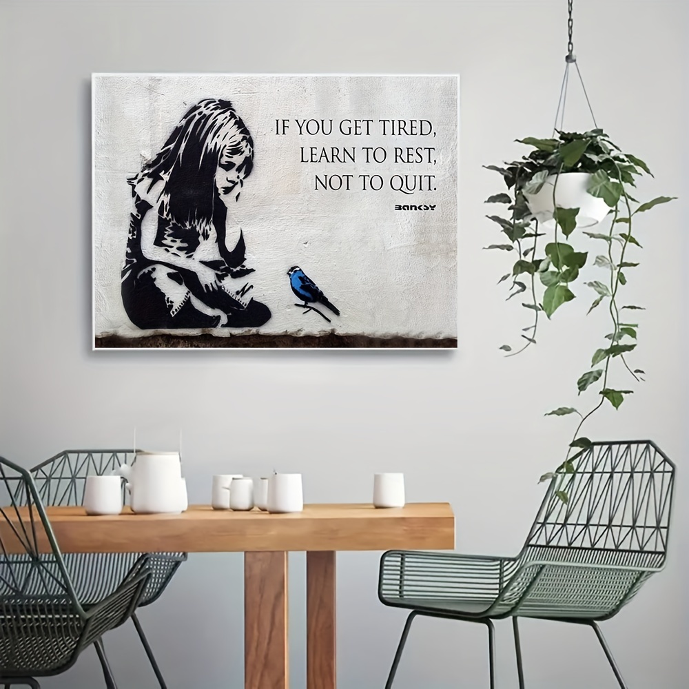 Girl With Blue Bird Banksy Poster Graffiti Street Wall Art Birthday Gifts  for Art Lovers