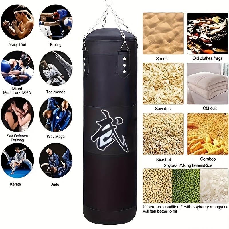 1pc Heavy Duty Boxing Sandbag, With Hanging Hooks, Hand Guards, Wrist  Guards, Ankle Guards, Boxing Gloves And Other Accessories, For Taekwondo,  Muay T