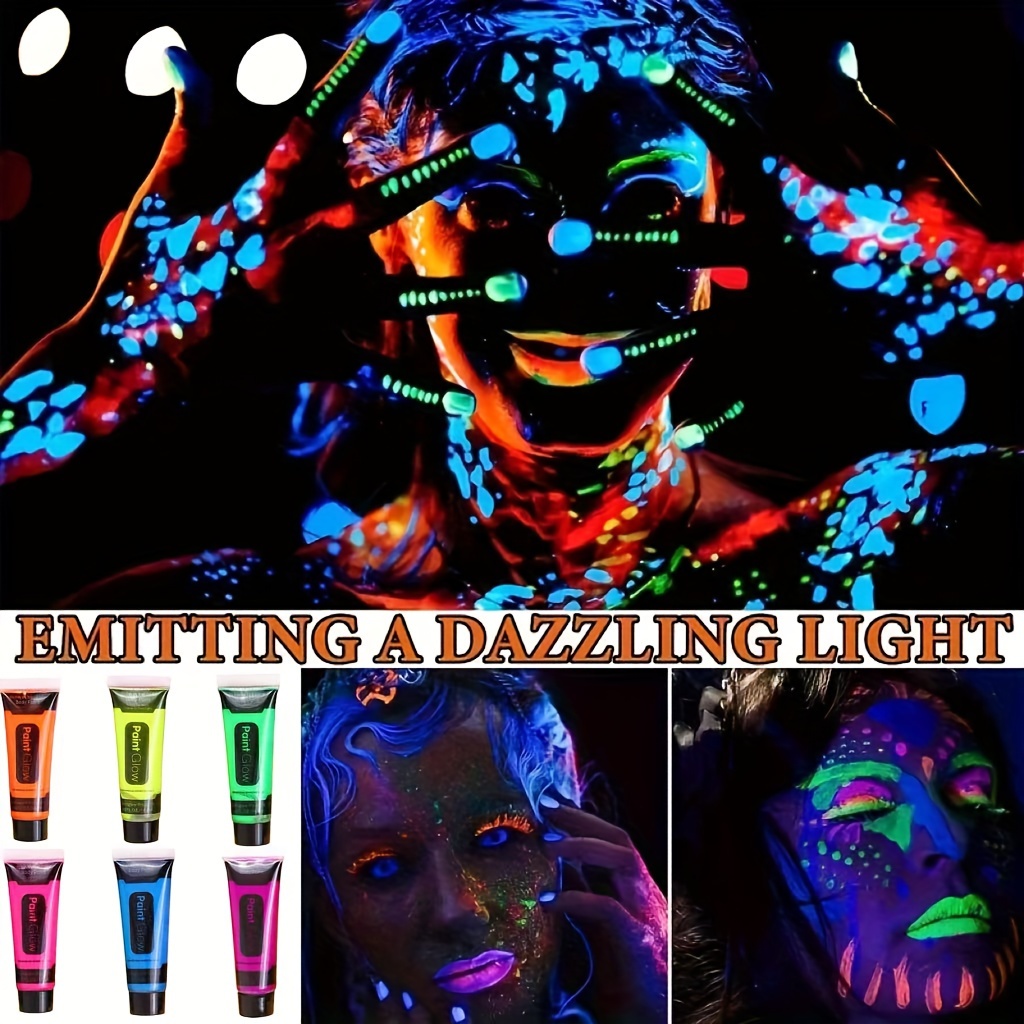 individuall Neon Nights UV Glow in The Dark Body Paint - 8 Pck Black Light  Paints Party Supplies Kit for Adults & Kids Professional Bodypainting and  Face Makeup UV Body Paint