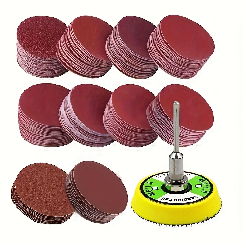 50mm Red Sanding Velvet Sandpaper Assortment With 100 Sheets, 1 Disc Pad, 1  Shank, 1 Polishing Accessory For Metal And Wood Jewelry Cleaning &  Polishing