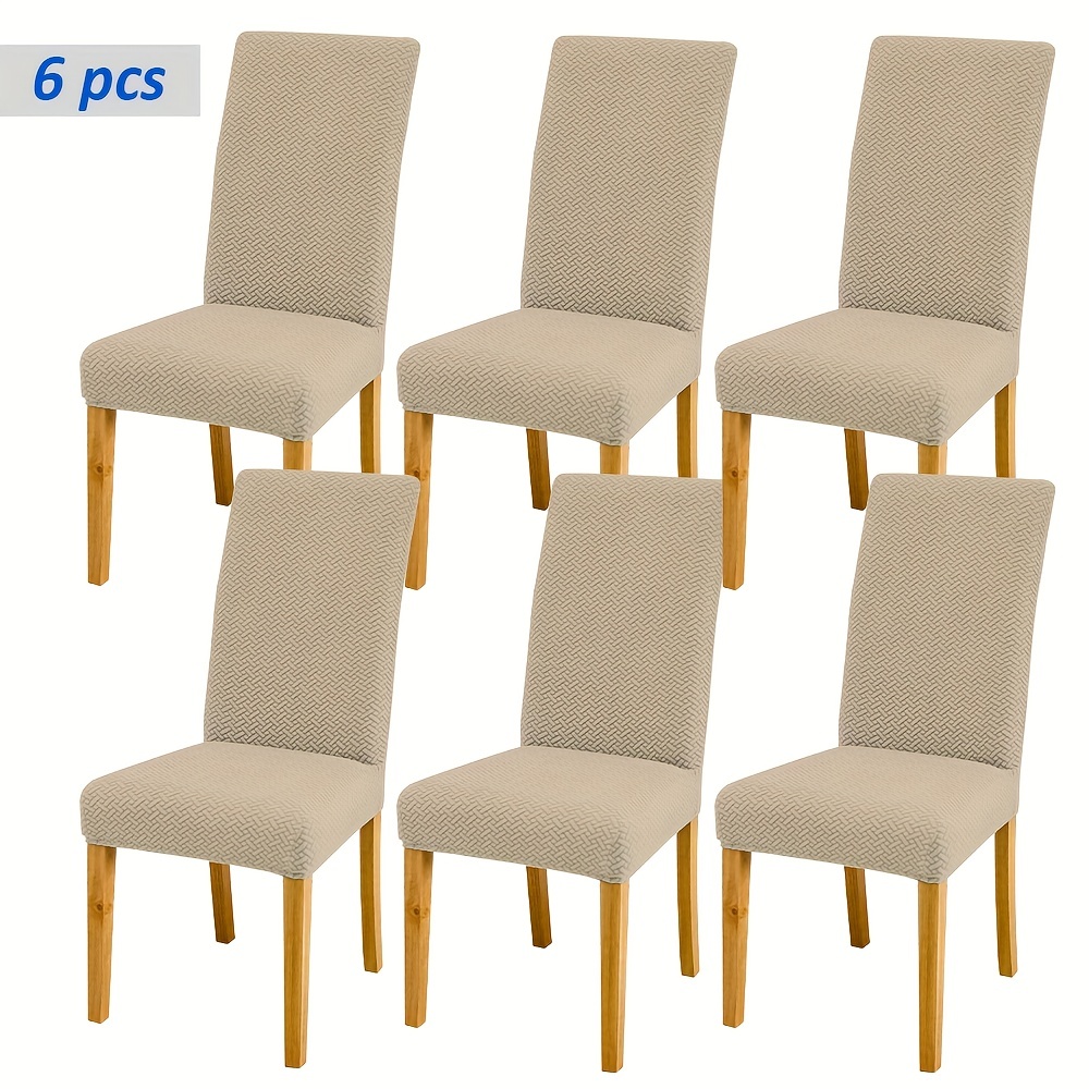 Image of 4/6pcs Star Chain Twill Stretch Dining Chair Covers Furniture Protection Covers Home Decoration
