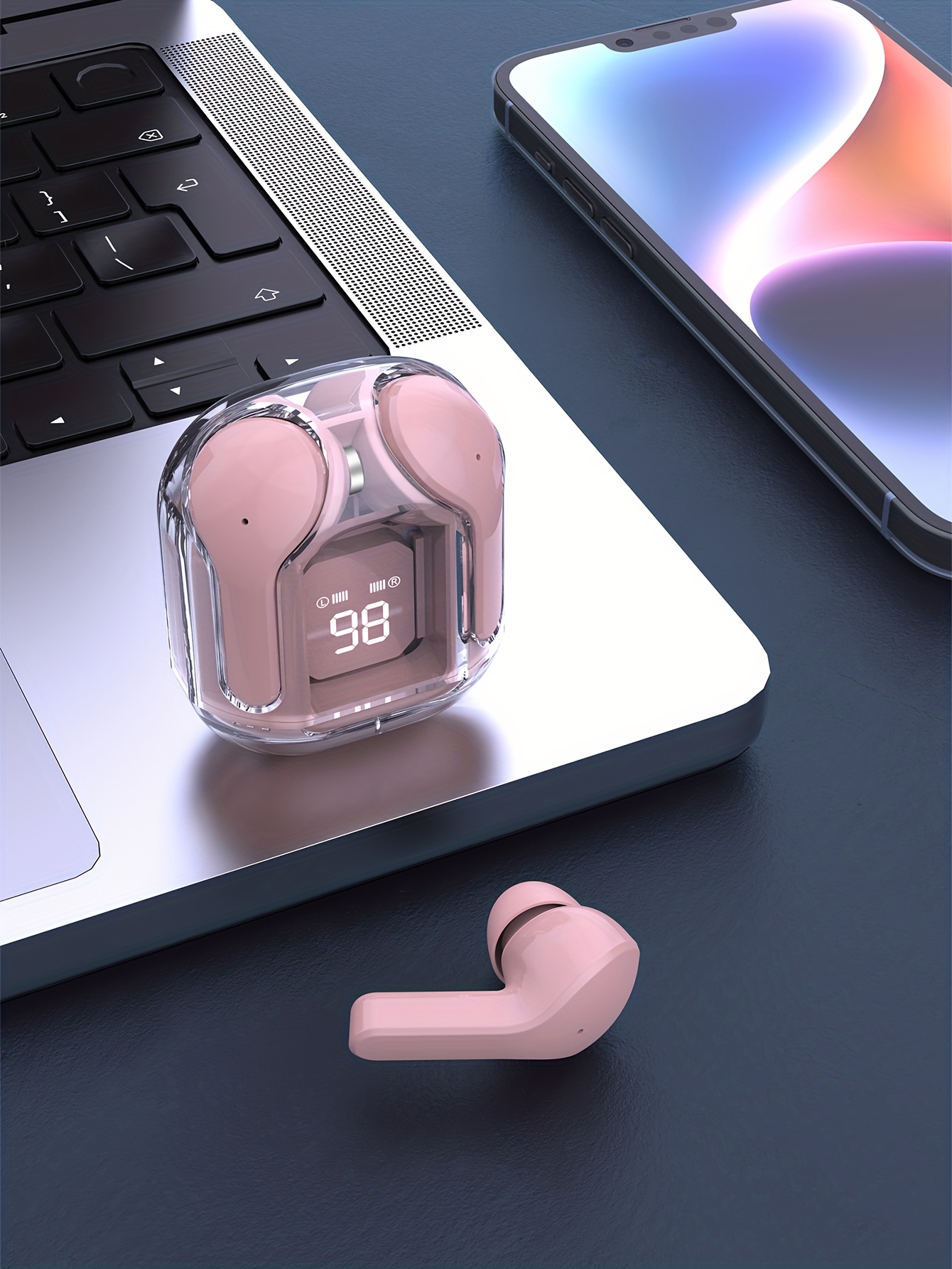 Transparent TWS, No Lid Design, Wireless V5.3 Colorful True Wireless Stereo Earbuds, Silicone In-ear, Touch Button, Hands-free Headset, Battery Capac_voghion.com