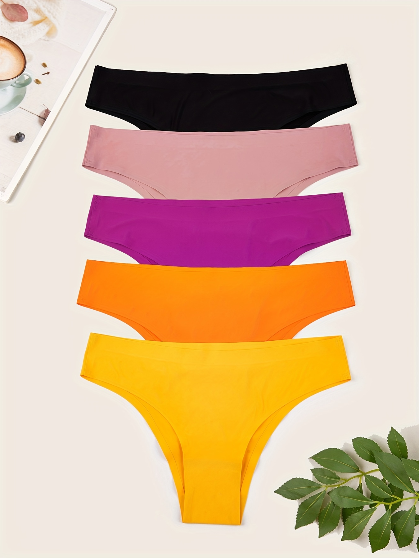 Seamless Solid Bikini Panties Comfy Breathable Low Waist - Temu