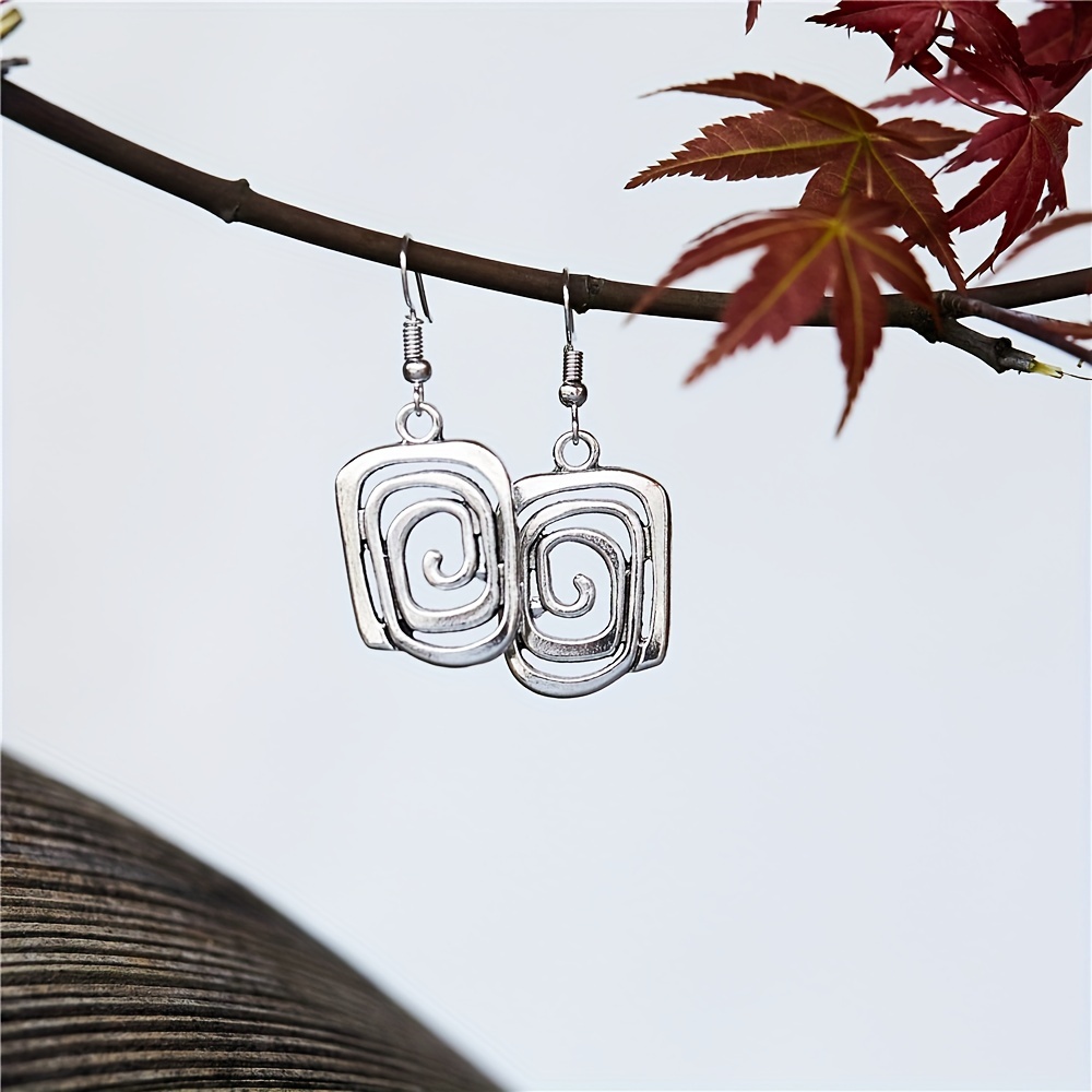 Silvery Vintage Hoop Dangle Earrings for Women