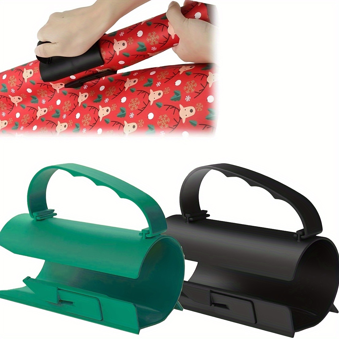 3PcsSliding Wrapping Paper Cutter Roll Wrap Paper Christmas Gift, Portable