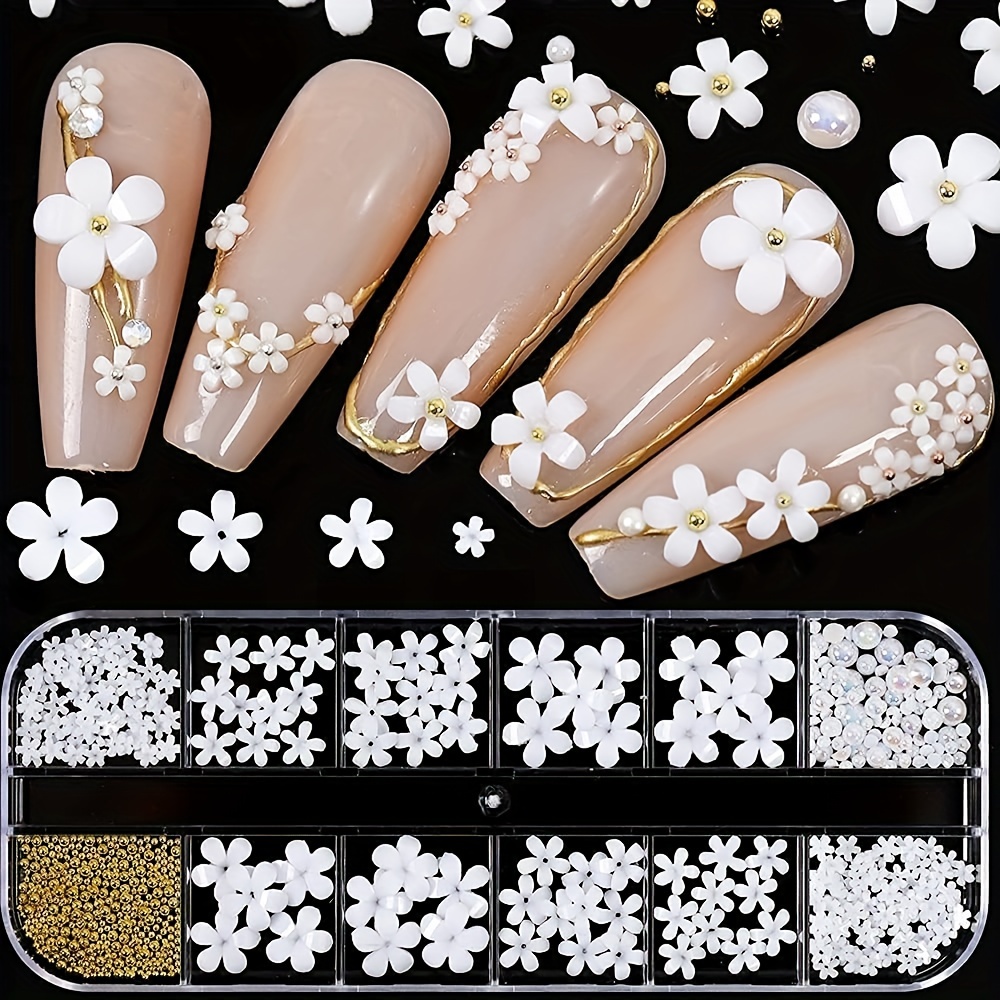 3d Flower Nail Charms Acrylic Flower Nail Art Rhinestones Mixed Five-petal  Resin Flower With Small Steel Gold Silver Beads Flower Nail Decorations For  Nail Art(1 Ba ) - Temu New Zealand