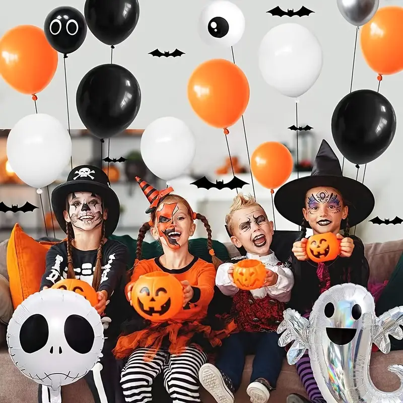 105pcs orange black balloon garland arch kit with ghost skull balloons for nightmare before christmas day of the dead halloween baby shower decorations christmas halloween thanksgiving day gift details 2