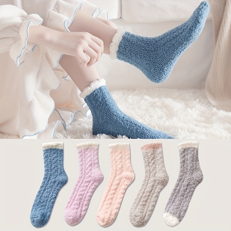 Cozy Plush Fuzzy Socks Soft Winter Warm Crew Socks - Temu Australia