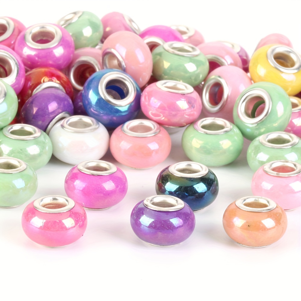 Round Resin Beads Loose Spacer Charm Beads Big Hole Jewelry - Temu