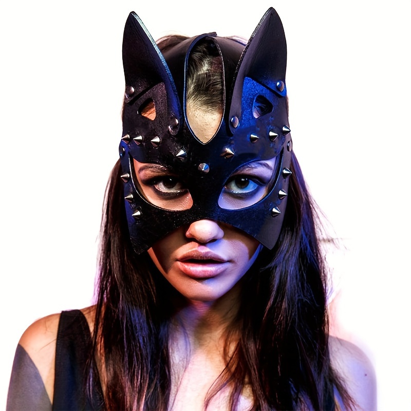 Sexy Leather Party Mask Cosplay Cat Girl Costume Masquerade Props Halloween  New