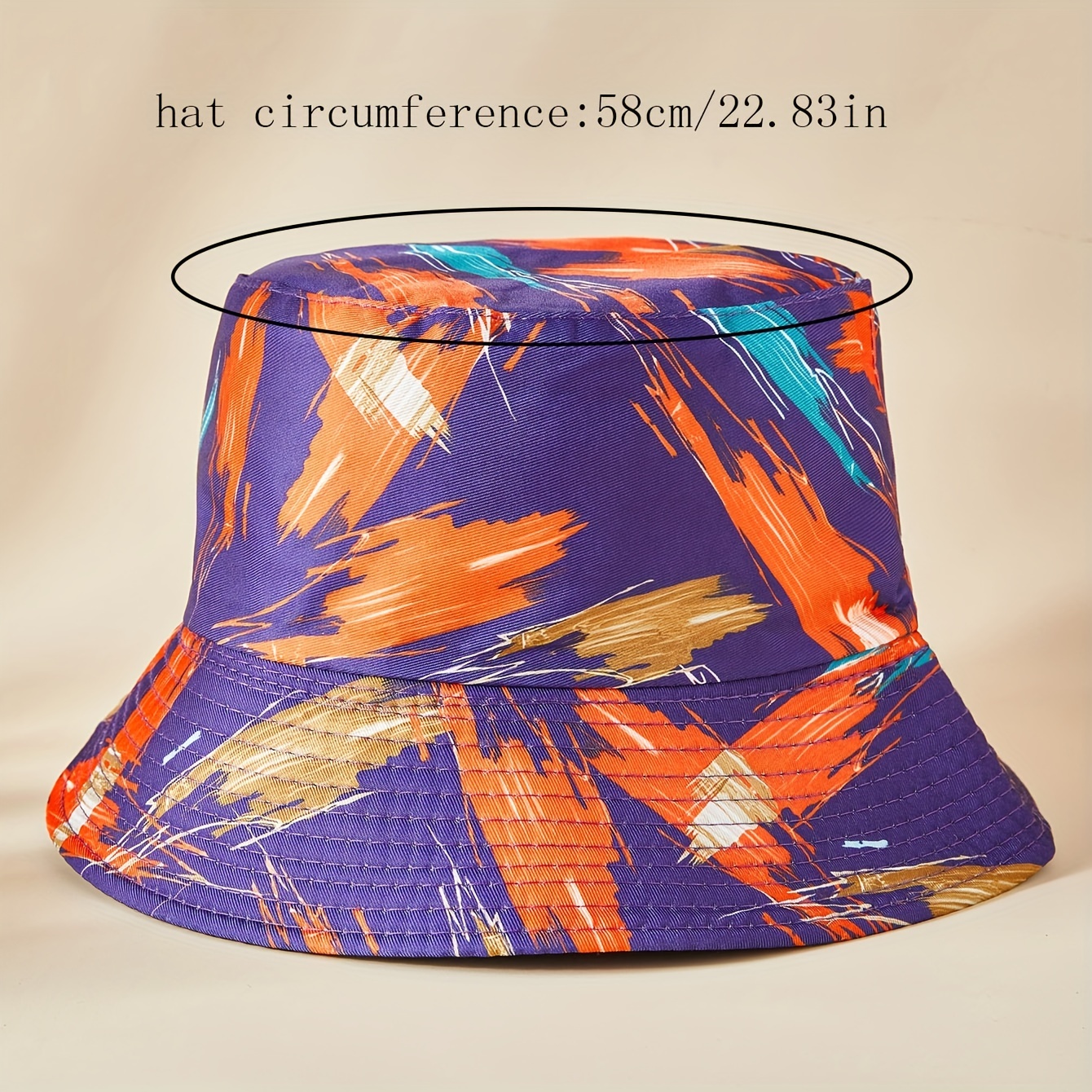 Purple Print Bucket Hat Graffiti Fisherman Cap Women