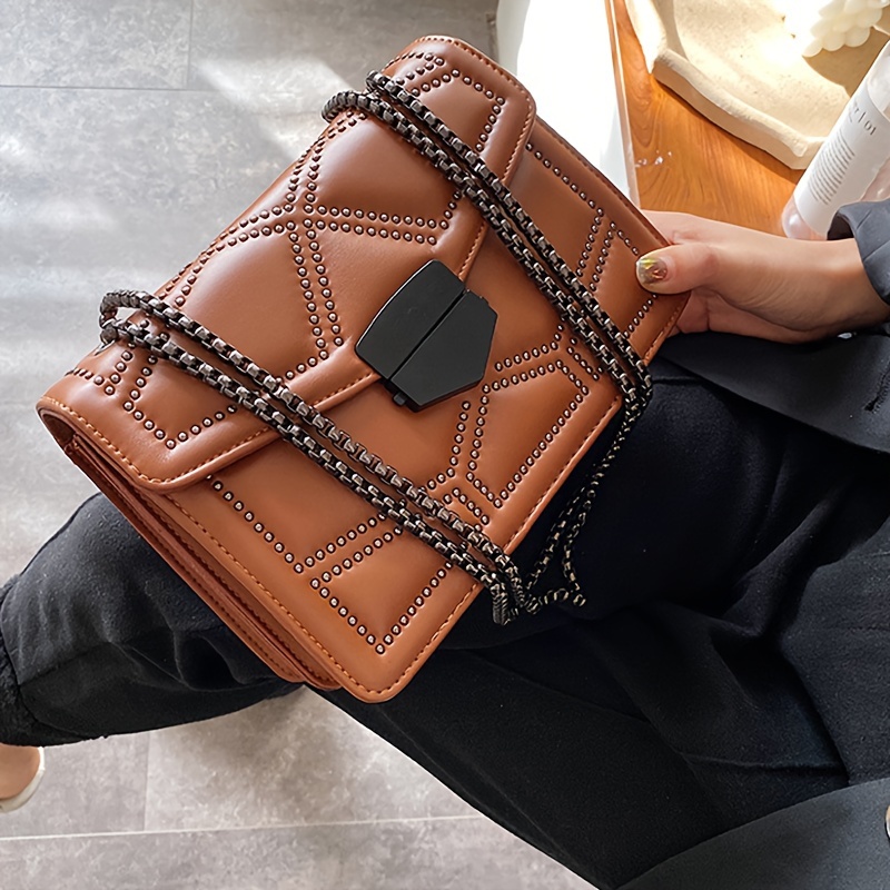 rivet chain small crossbody bag for women classic niche design shoulder messenger bag lady luxury handbag