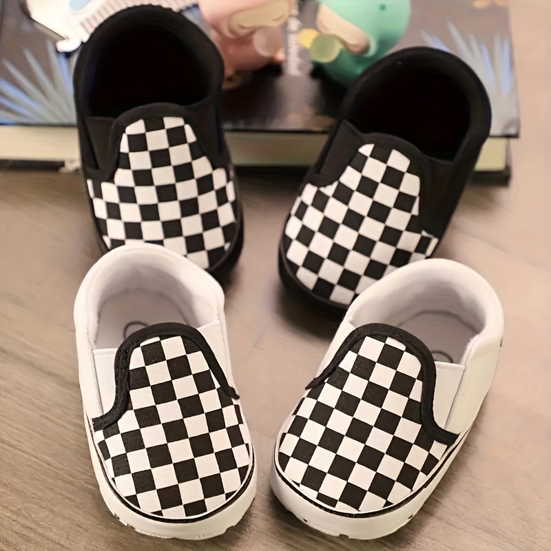 

Toddler Baby Sneakers Soft Sole Non-slip Plaid Slip-on Shoes First Walkers Crib Shoes Boys