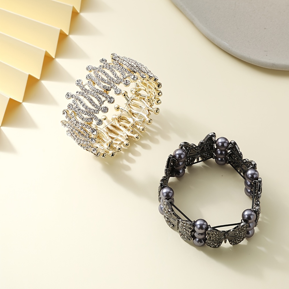 Rhinestone Pearl Hair Tie Elastic Bands Ponytail Holder Headband