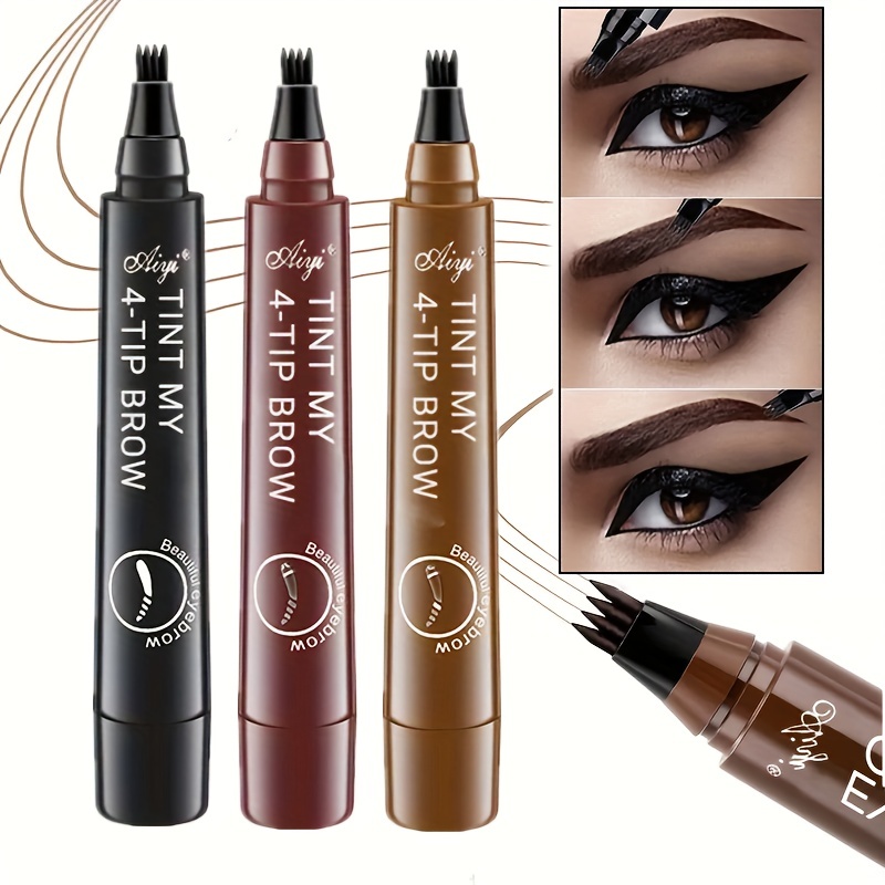 4 Split Tip Liquid Eyebrow Pencil, Easy Coloring And Applying, Waterproof  Eyebrow Pencil ( 5 Colors )