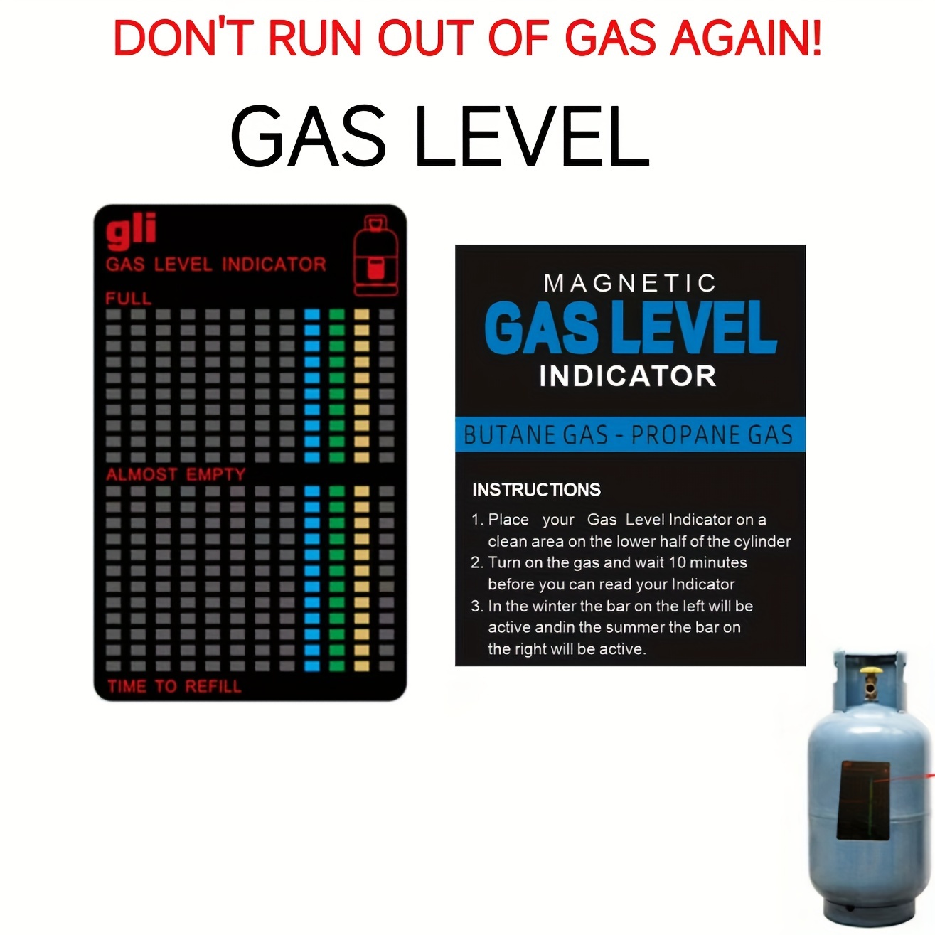 Magnetic Gas Level Indicator, Practical Propane Butane LPG Fuel Gas Bottle  Gauge Tank Level Indicator - 3 PACK