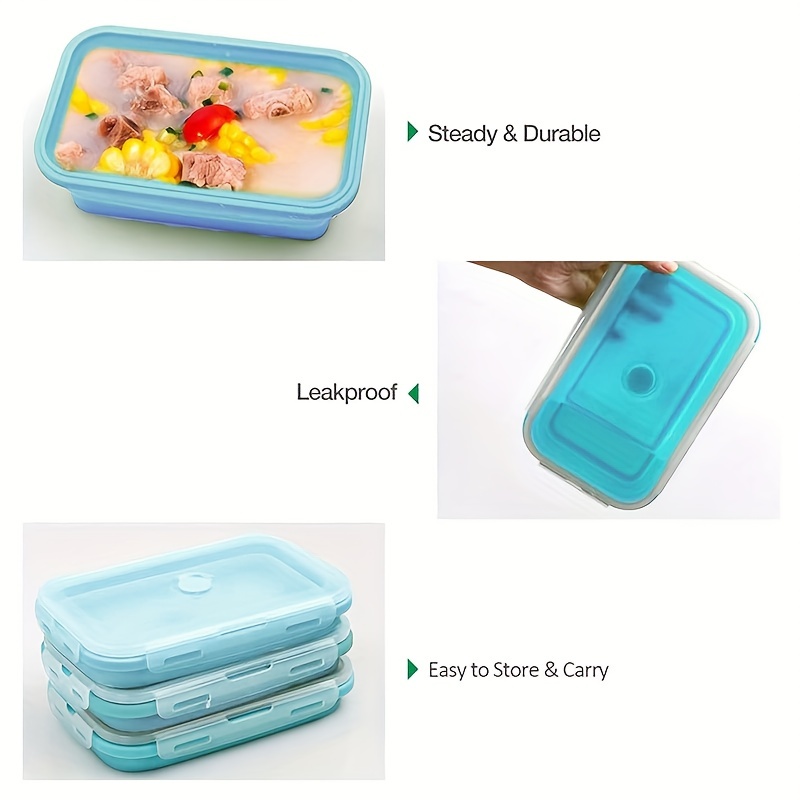 1 3pcs foldable food storage box with covers silicone food storage container foldable food storage box bpa free suitable for microwaves dishwashers and freezers home kitchen supplies details 4