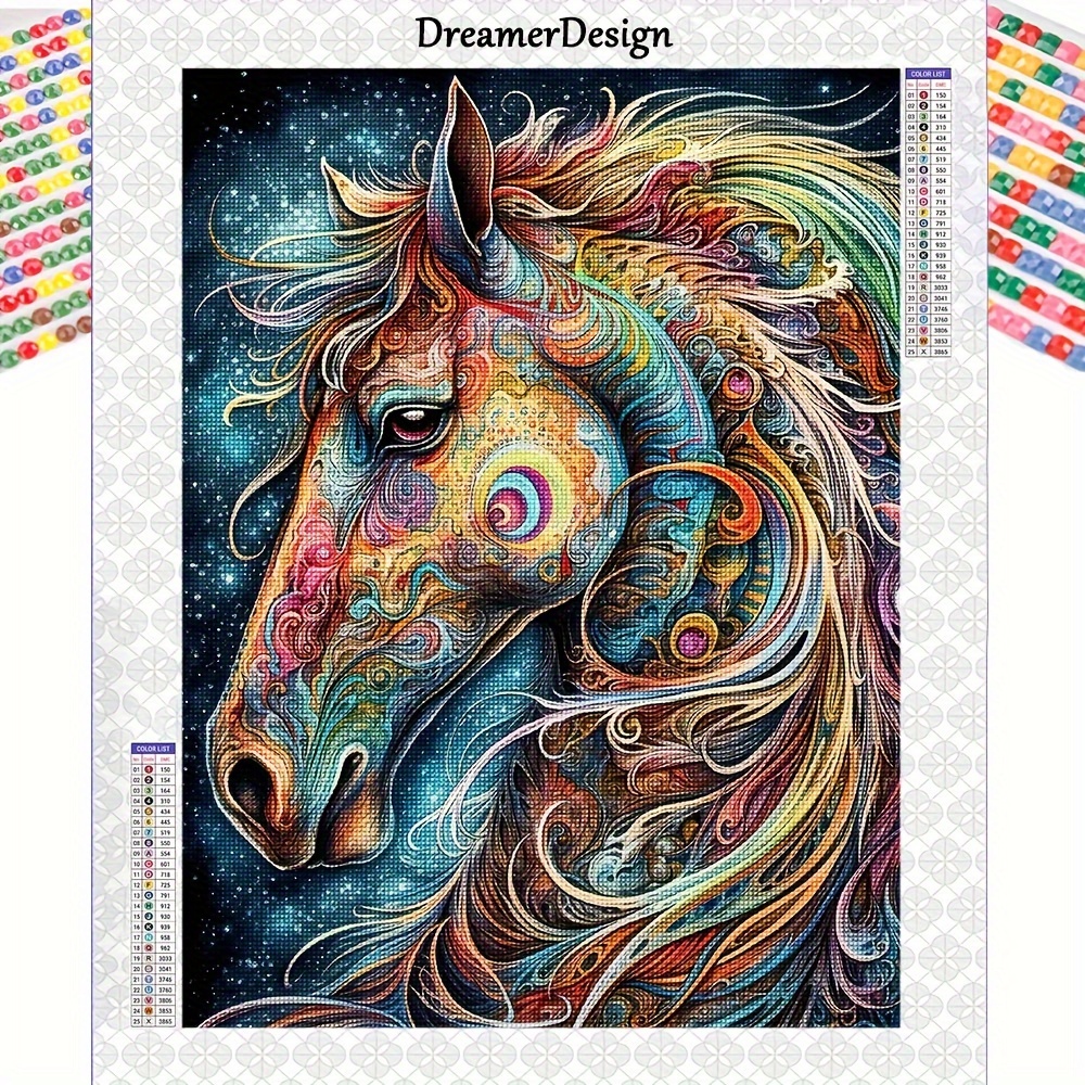 1pc DIY Black Horse Animal Pattern Diamond Painting Set, Mosaic Decorative  Craft Wall Art, Halloween Decor, Diamond Art, 11.81inch X 15.75inch Framele