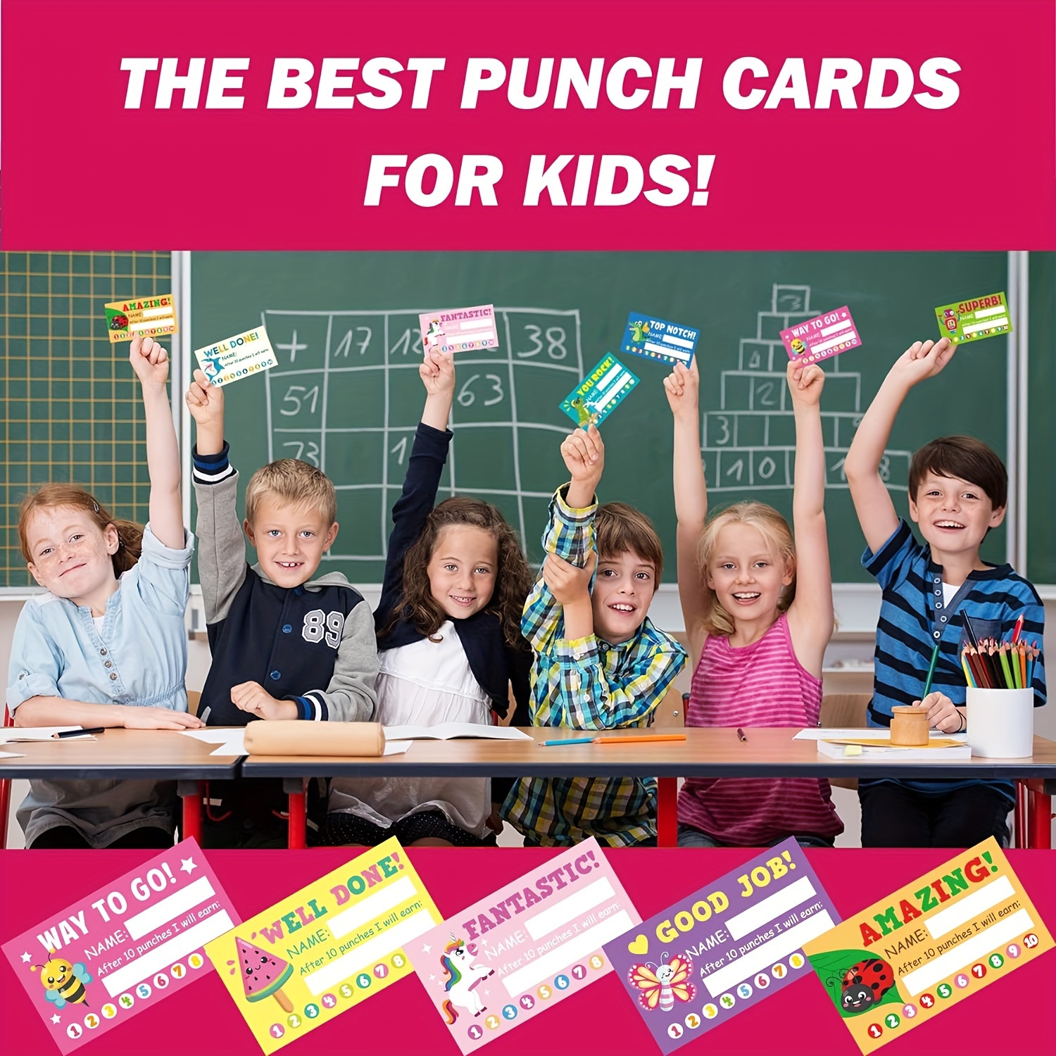 200 Pcs Behavior Punch Cards with Hole Puncher for Kids Reward Chart for  Kids Loyalty Cards for Classroom Students Teachers Business Kids Behavior  3.5