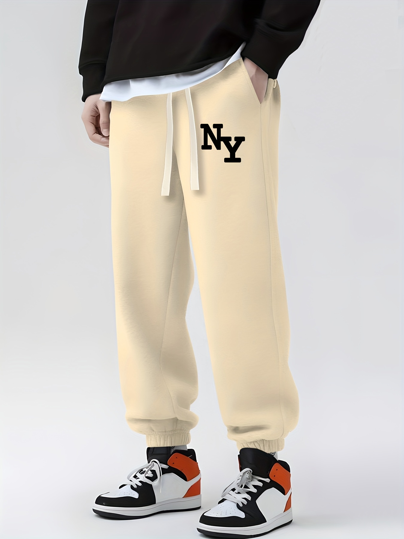 New York Pattern Men's Drawstring Sweatpants Pocket Casual - Temu