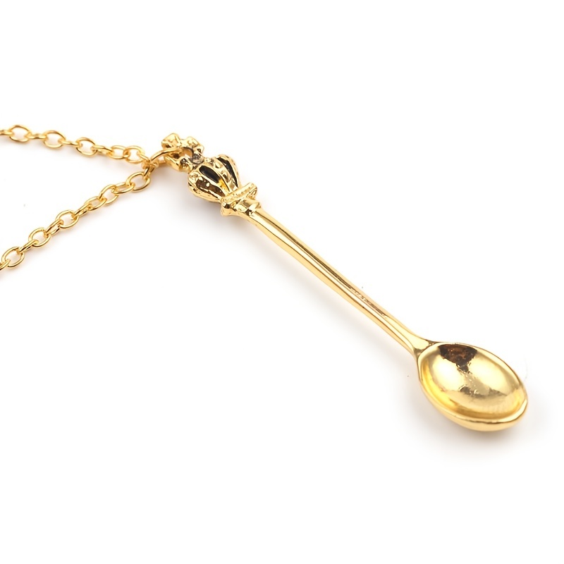 Creative Crown Mini Tea Spoon Pendant Necklace