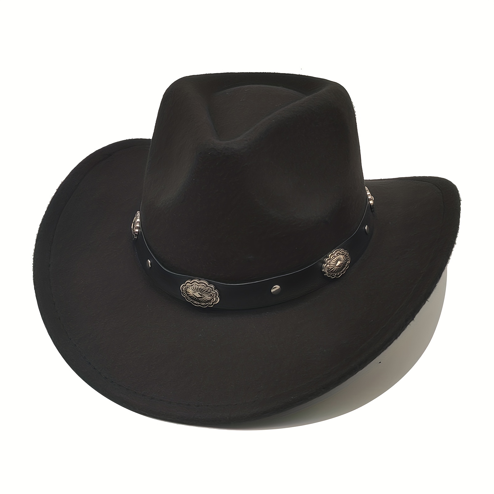 1pc Mens Classic Felt Wide Brim Western Style Cowboy Cowgirl Hat With Belt  For Men And Women - Jewelry & Accessories - Temu Australia