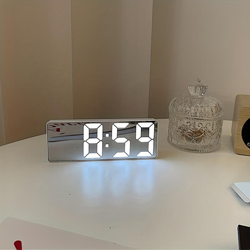 1pc Smart Led Clock Voice Control Table Clock Bedside Mute Digital Alarm  Clocks Desktop Table Electronic Digital Clock Desk Watch Snooze Desk Clock  Wake Up Alarm Clock