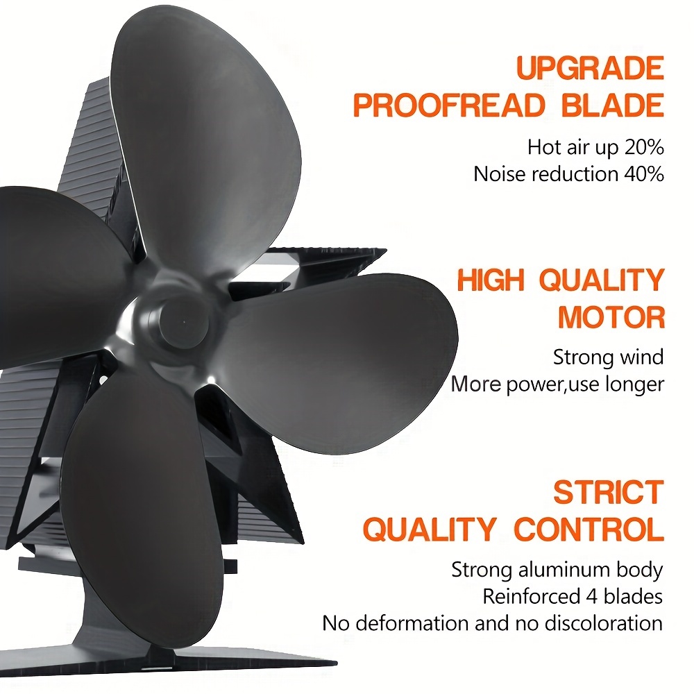 Heat Powered Stove Fan 4 Blade Black - The Stove Store Cirencester