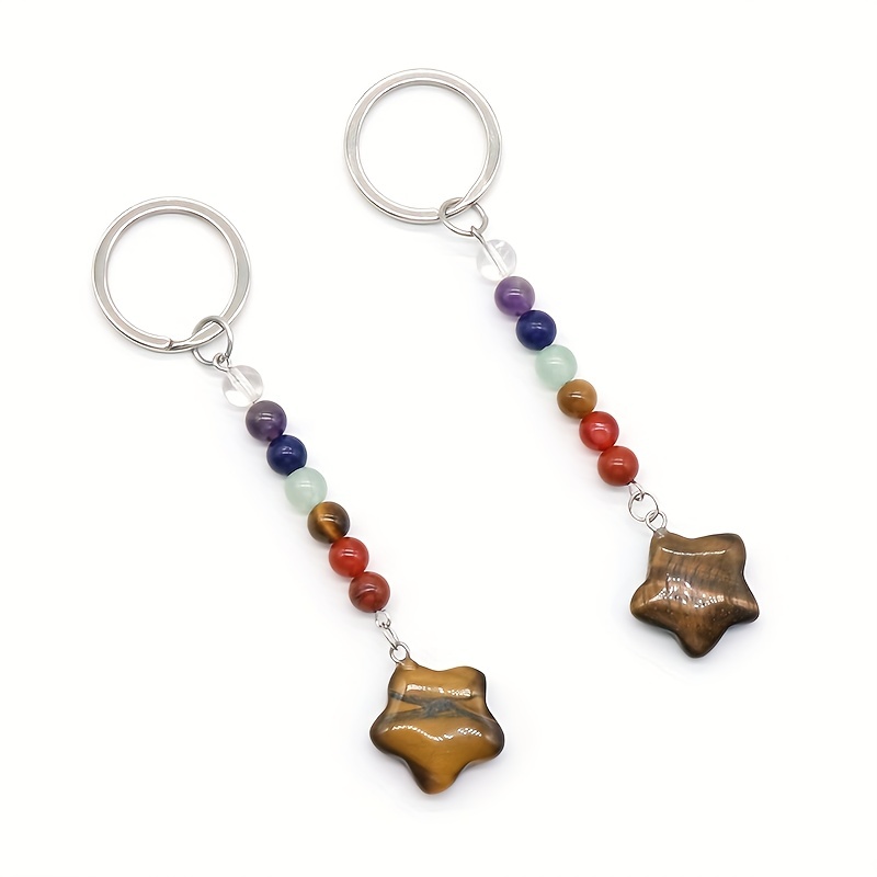 Natural Crystal Mushroom Chakra Keychain Rainbow 7 Chakras - Temu