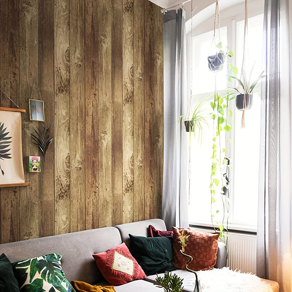 Image of 1 Roll, Wood Grain Peel And Stick, 39.4"x17.7", , Self-adhesive Wallpaper, Refrigerator Speaker Dryer Cabinet Oven Appliance Furniture Renovation Sticler, Room Background Kitchen Wallpaper, Home Decor